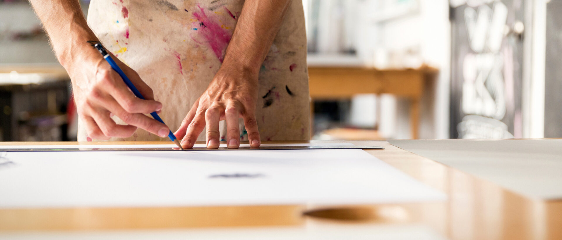 Man creating in studio